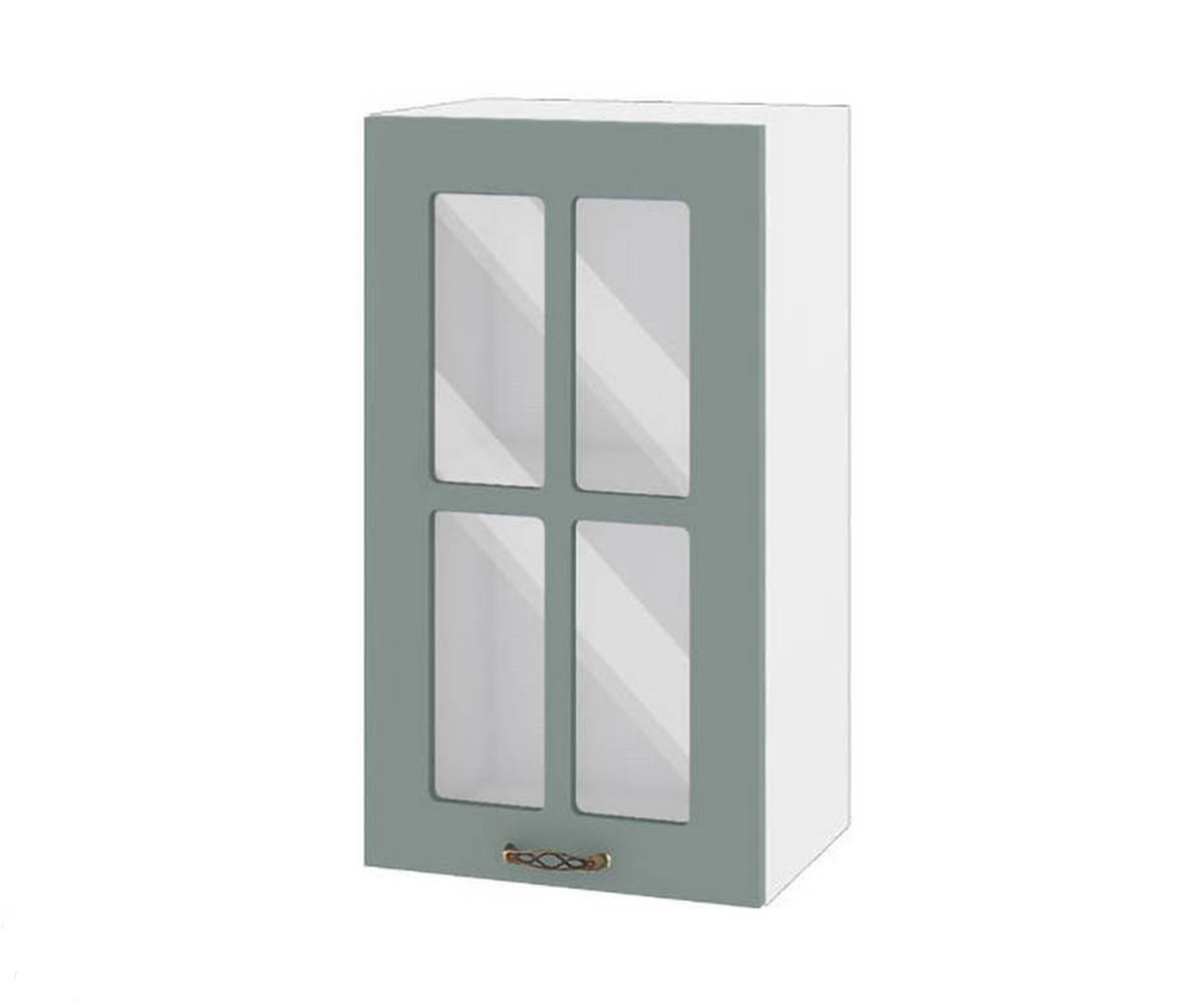 Горен кухненски шкаф витрина Олив мат 11 - 102 Бяло