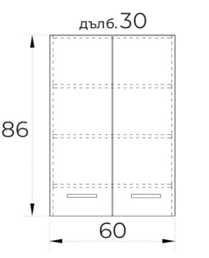 Горен кухненски шкаф Олив мат 11 - 117 Сонома