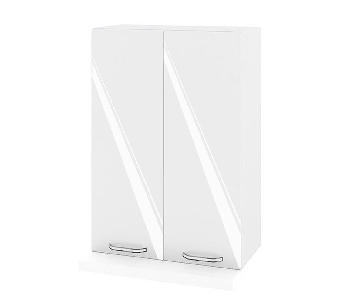 Горен кухненски шкаф за аспиратор Бяло гланц - 05-117